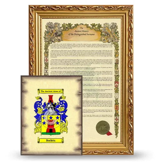 Borkén Framed History and Coat of Arms Print - Gold