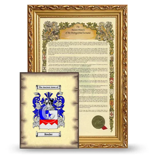 Bouler Framed History and Coat of Arms Print - Gold