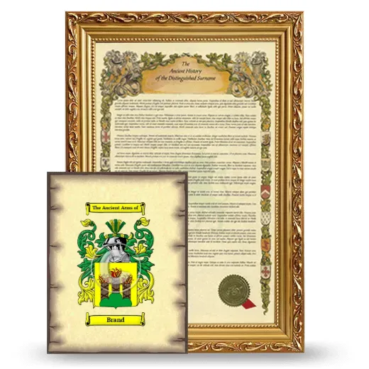 Brand Framed History and Coat of Arms Print - Gold