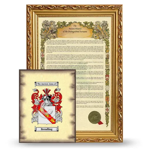 Brendling Framed History and Coat of Arms Print - Gold