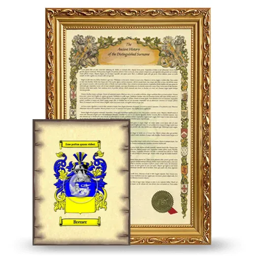 Brener Framed History and Coat of Arms Print - Gold