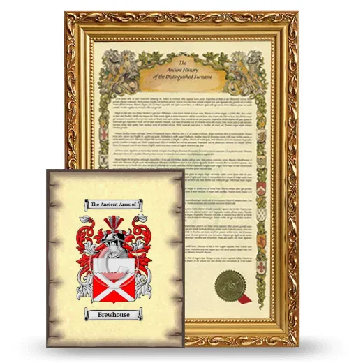 Brewhouse Framed History and Coat of Arms Print - Gold