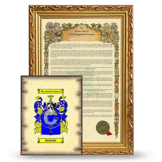 Brickells Framed History and Coat of Arms Print - Gold