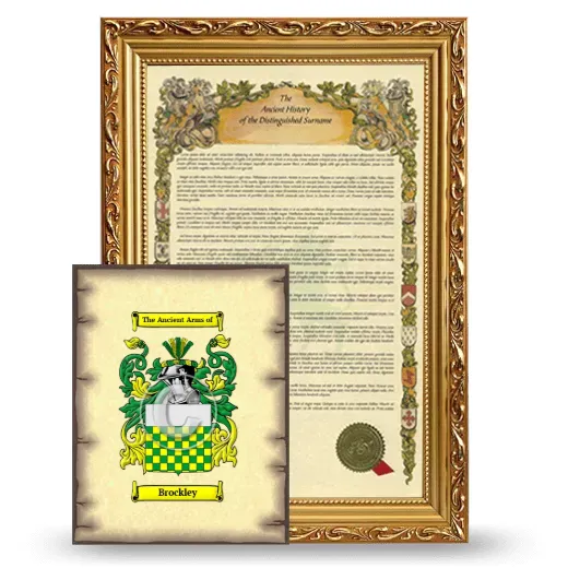 Brockley Framed History and Coat of Arms Print - Gold