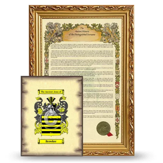 Browker Framed History and Coat of Arms Print - Gold