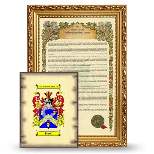 Burel Framed History and Coat of Arms Print - Gold