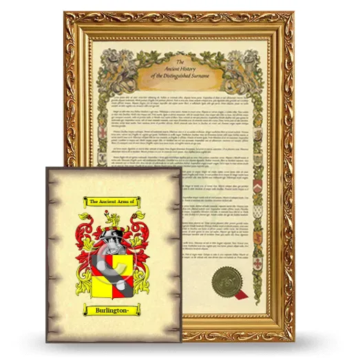 Burlington- Framed History and Coat of Arms Print - Gold