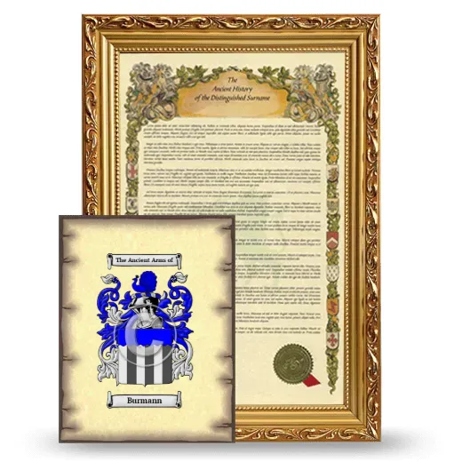 Burmann Framed History and Coat of Arms Print - Gold