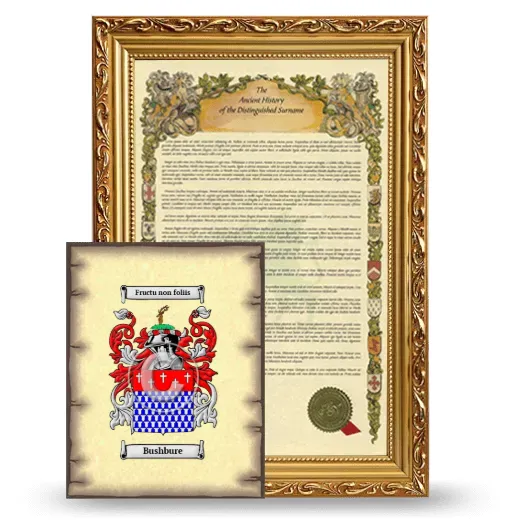 Bushbure Framed History and Coat of Arms Print - Gold
