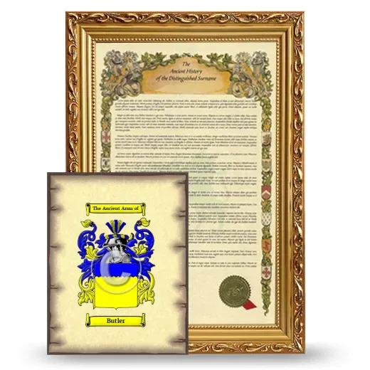 Butler Framed History and Coat of Arms Print - Gold