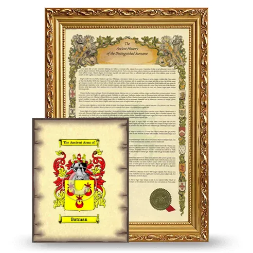 Butman Framed History and Coat of Arms Print - Gold