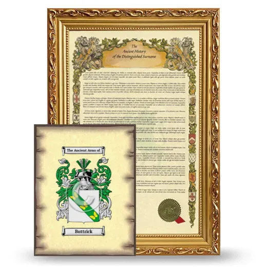 Buttrick Framed History and Coat of Arms Print - Gold