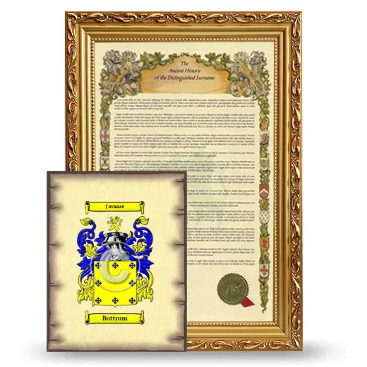 Buttrum Framed History and Coat of Arms Print - Gold