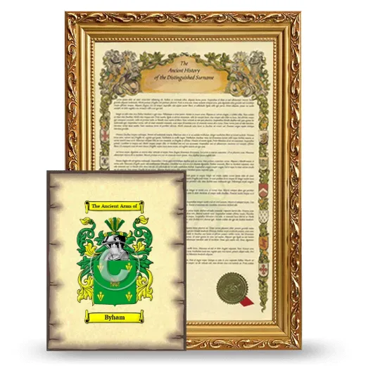 Byham Framed History and Coat of Arms Print - Gold