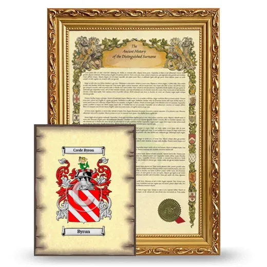 Byrun Framed History and Coat of Arms Print - Gold