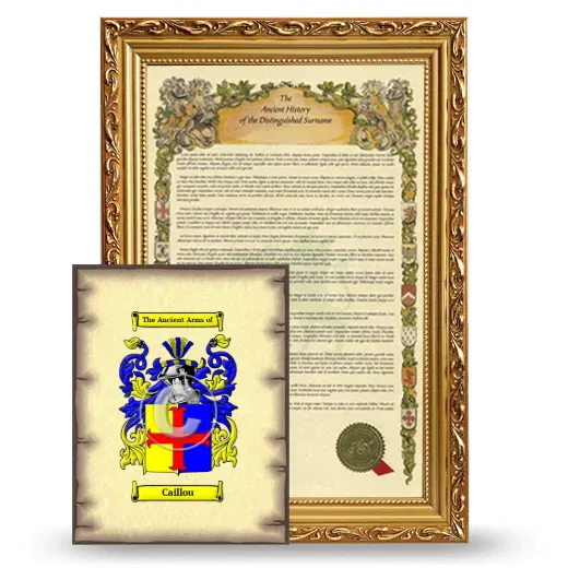 Caillou Framed History and Coat of Arms Print - Gold