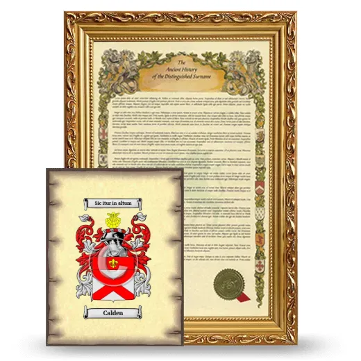 Calden Framed History and Coat of Arms Print - Gold