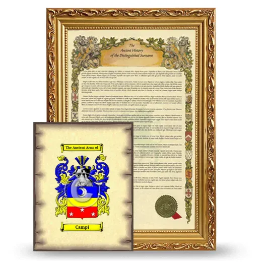 Campi Framed History and Coat of Arms Print - Gold