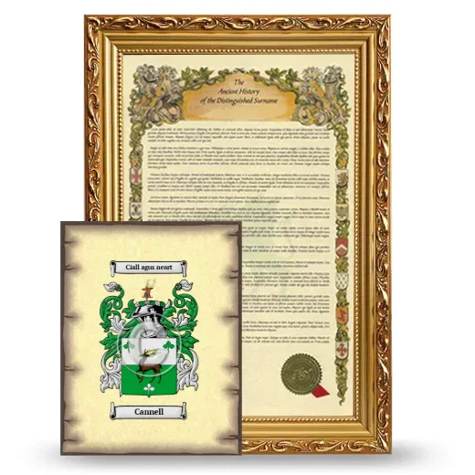 Cannell Framed History and Coat of Arms Print - Gold