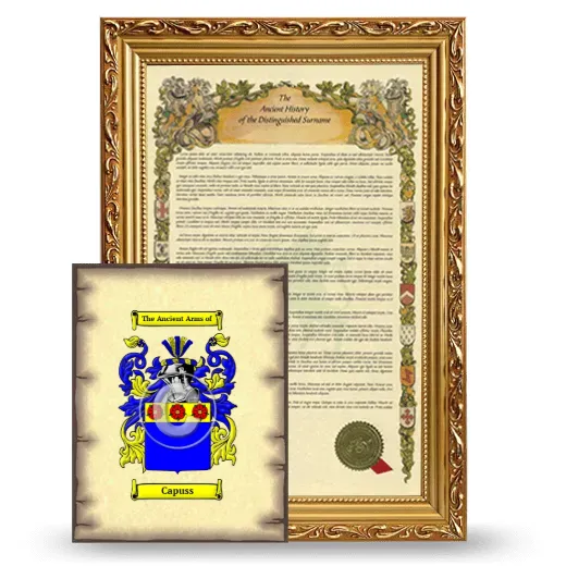 Capuss Framed History and Coat of Arms Print - Gold