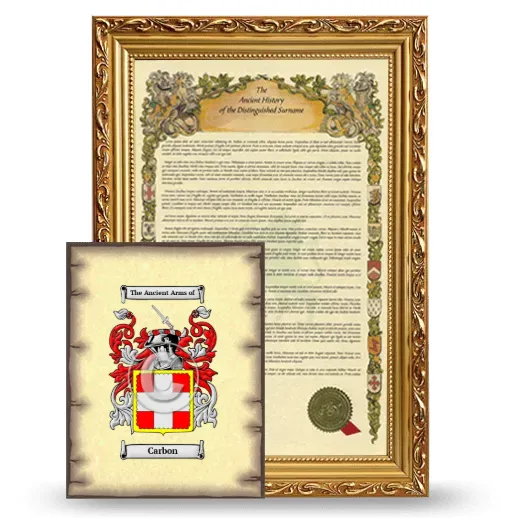 Carbon Framed History and Coat of Arms Print - Gold