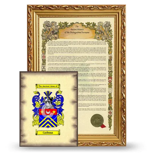 Carbona Framed History and Coat of Arms Print - Gold