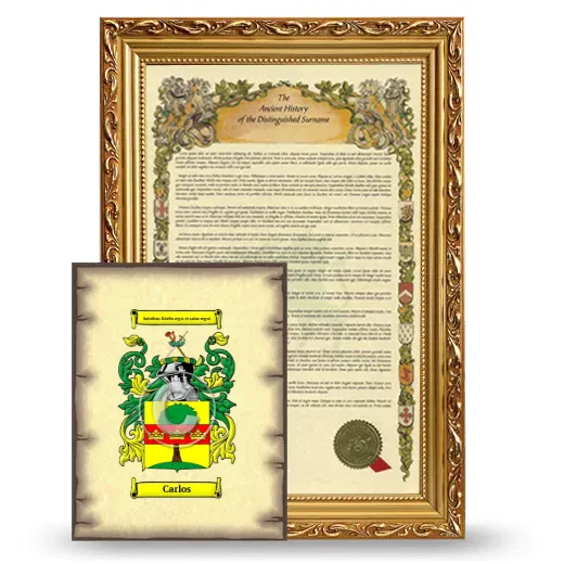 Carlos Framed History and Coat of Arms Print - Gold
