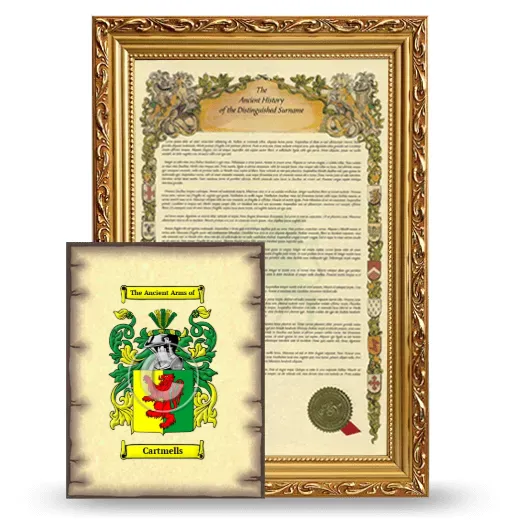 Cartmells Framed History and Coat of Arms Print - Gold