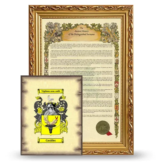 Caulder Framed History and Coat of Arms Print - Gold