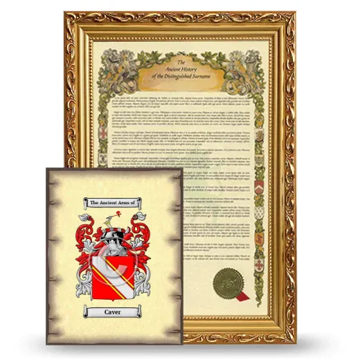 Caver Framed History and Coat of Arms Print - Gold