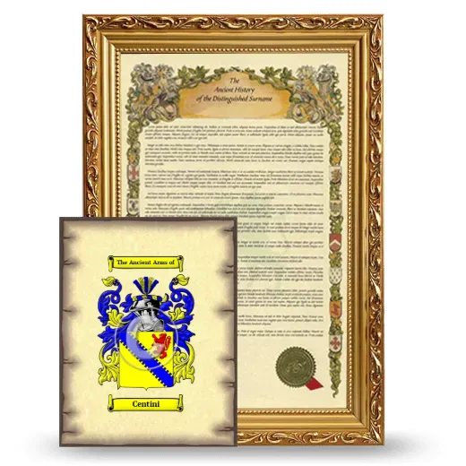 Centini Framed History and Coat of Arms Print - Gold
