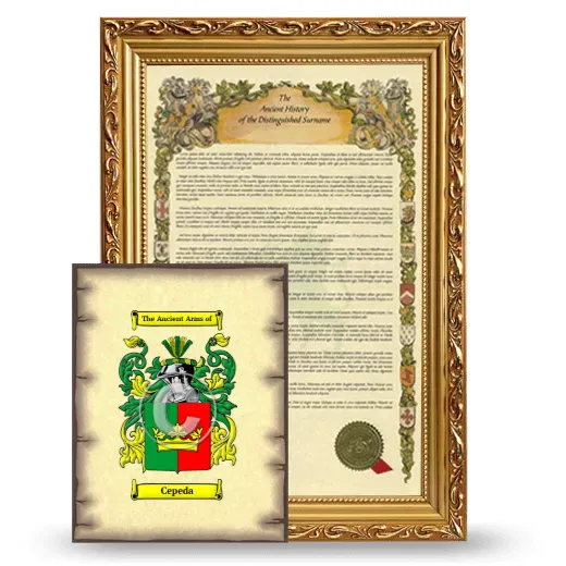 Cepeda Framed History and Coat of Arms Print - Gold