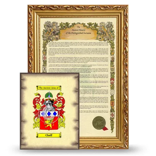Chaff Framed History and Coat of Arms Print - Gold
