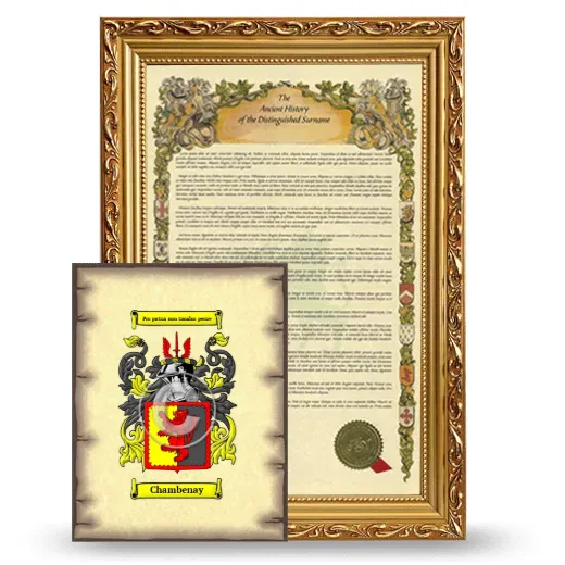 Chambenay Framed History and Coat of Arms Print - Gold
