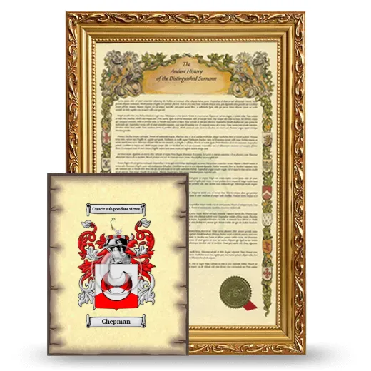 Chepman Framed History and Coat of Arms Print - Gold