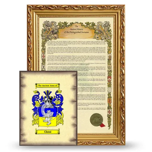 Choni Framed History and Coat of Arms Print - Gold