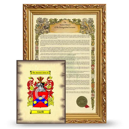 Cinelli Framed History and Coat of Arms Print - Gold