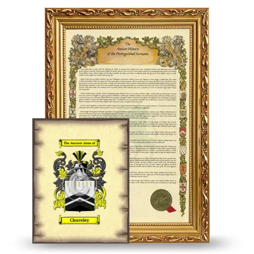 Cleaveley Framed History and Coat of Arms Print - Gold