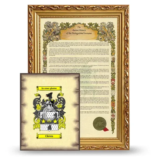 Cleves Framed History and Coat of Arms Print - Gold