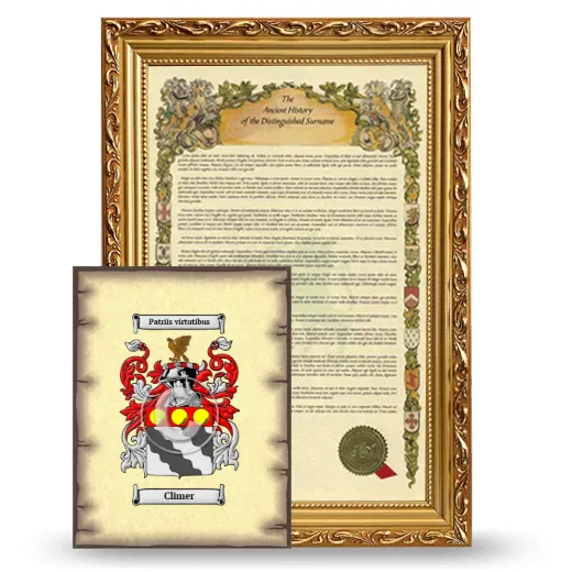 Climer Framed History and Coat of Arms Print - Gold