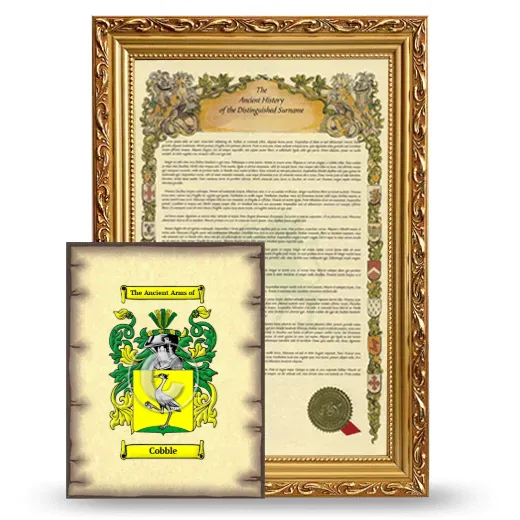 Cobble Framed History and Coat of Arms Print - Gold