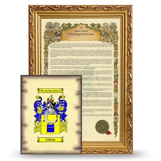 Cobson Framed History and Coat of Arms Print - Gold