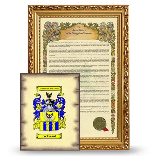 Cockueard Framed History and Coat of Arms Print - Gold