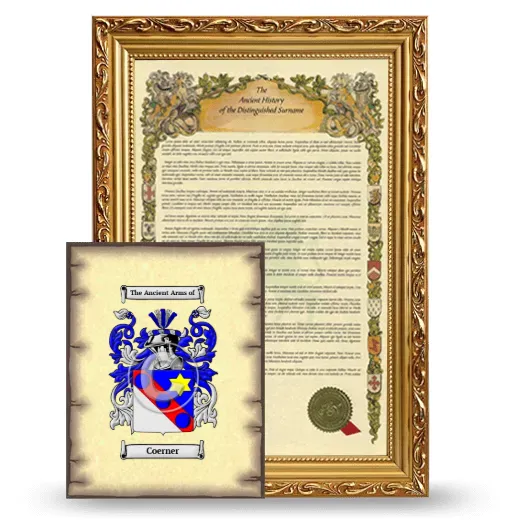 Coerner Framed History and Coat of Arms Print - Gold