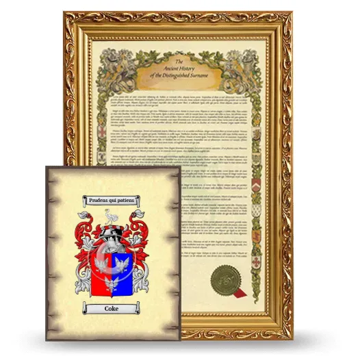 Coke Framed History and Coat of Arms Print - Gold