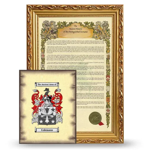 Colemans Framed History and Coat of Arms Print - Gold