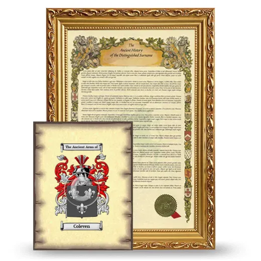 Coleven Framed History and Coat of Arms Print - Gold