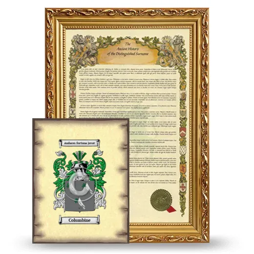 Columbine Framed History and Coat of Arms Print - Gold