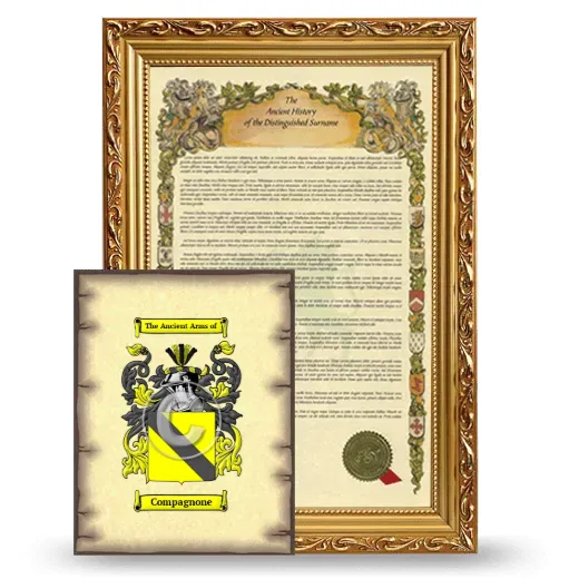 Compagnone Framed History and Coat of Arms Print - Gold
