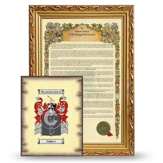 Cone-s Framed History and Coat of Arms Print - Gold